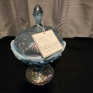 Fenton Blue Opalescent Glass Art Piece